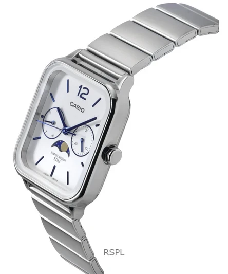 Casio Standard Analog Moon Phase Silver Dial Quartz MTP-M305D-7A Men's Watch