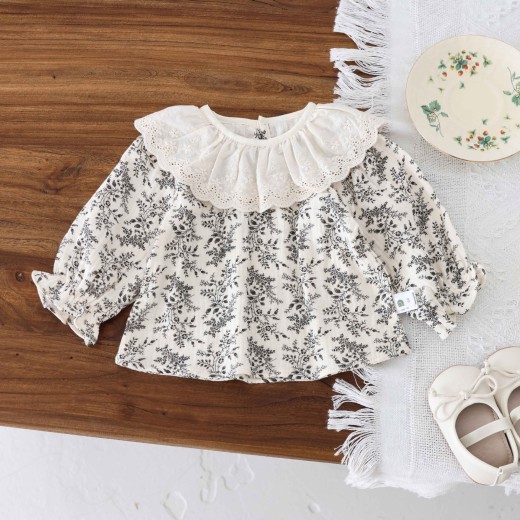 Floral Top Girls' Overalls Suit