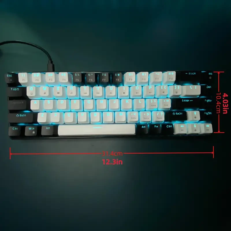 Mechanical Gaming Keyboard, Ice Blue LED Backlit Compact