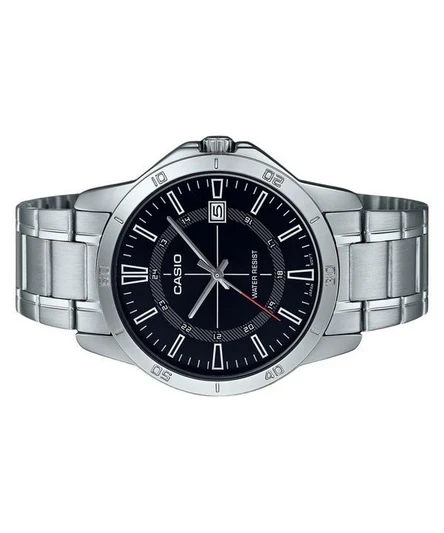 Casio Standard Analog Stainless Steel Black Dial Quartz MTP-V004D-1C Mens Watch