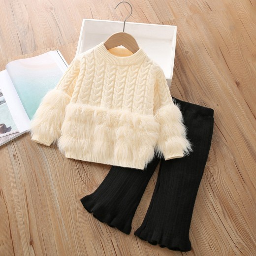 Girls Sweater Suit Twist Knitted