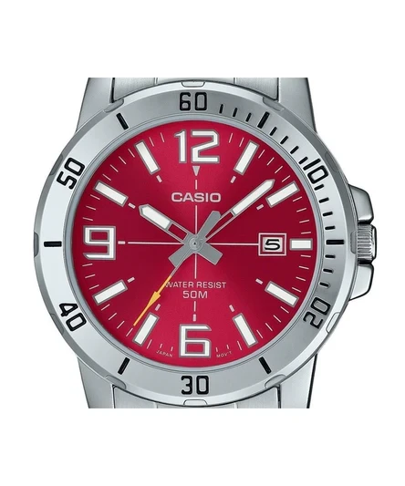 Casio Standard Analog Stainless Steel Red Dial Quartz MTP-VD01D-4BV Men's Watch