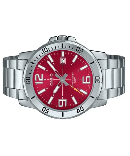 Casio Standard Analog Stainless Steel Red Dial Quartz MTP-VD01D-4BV Men's Watch