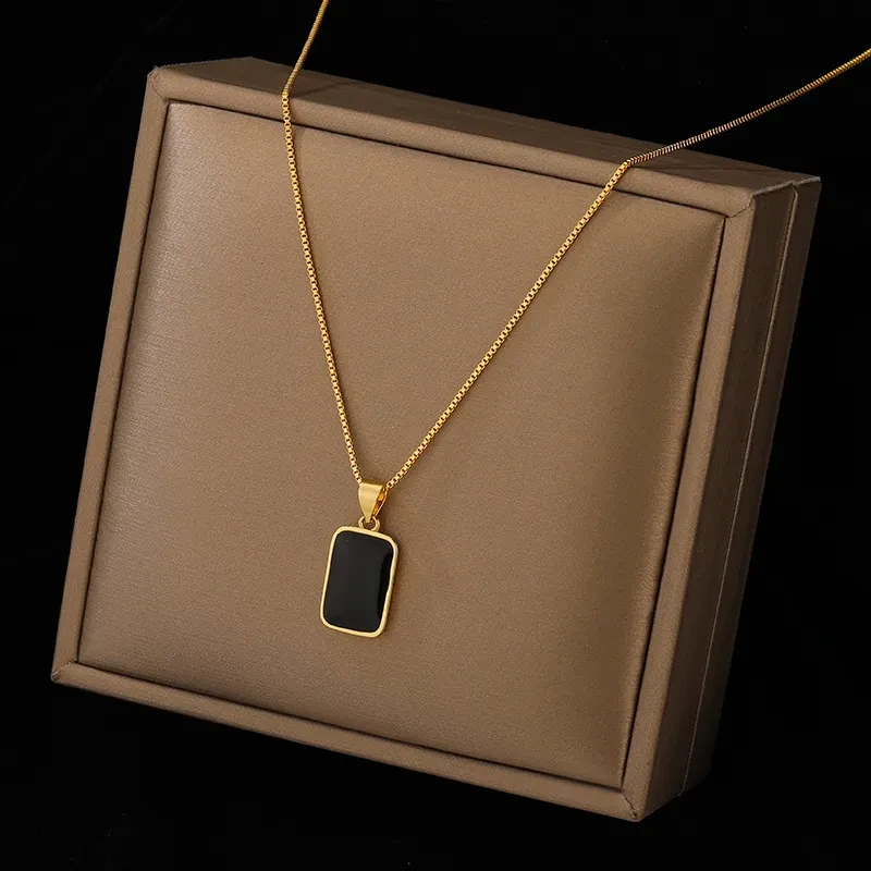Rectangular Pendant Necklace For Men And Women