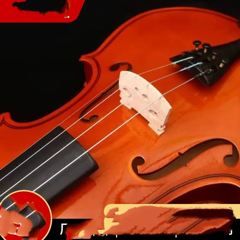 Tiger Pattern Basswood Students Practice Violin With Triangle Case Bow Rosin