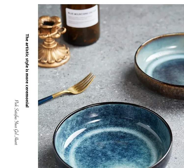 Beautiful Ceramic Plate Home Deep Plates High Edge Pasta Nordic Student Meal Tray