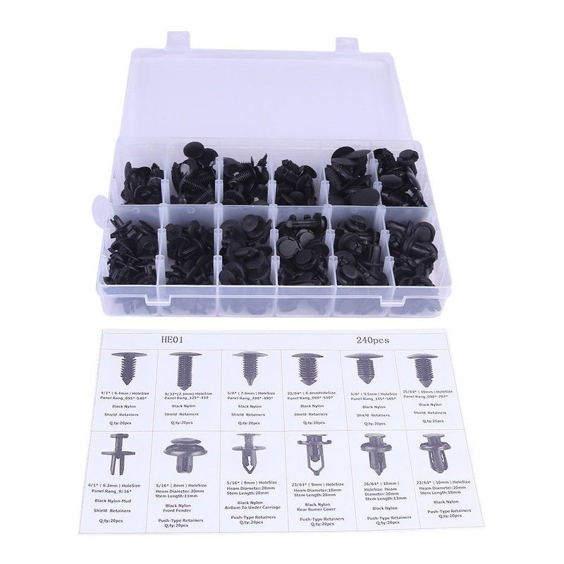 Shield retainers Clips Car Door Trim Rivets 240pcs