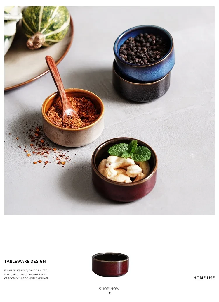 Ceramic Household Seasoning Plate Round Underglaze Japanese Restaurant Dipping Sauce Bowl