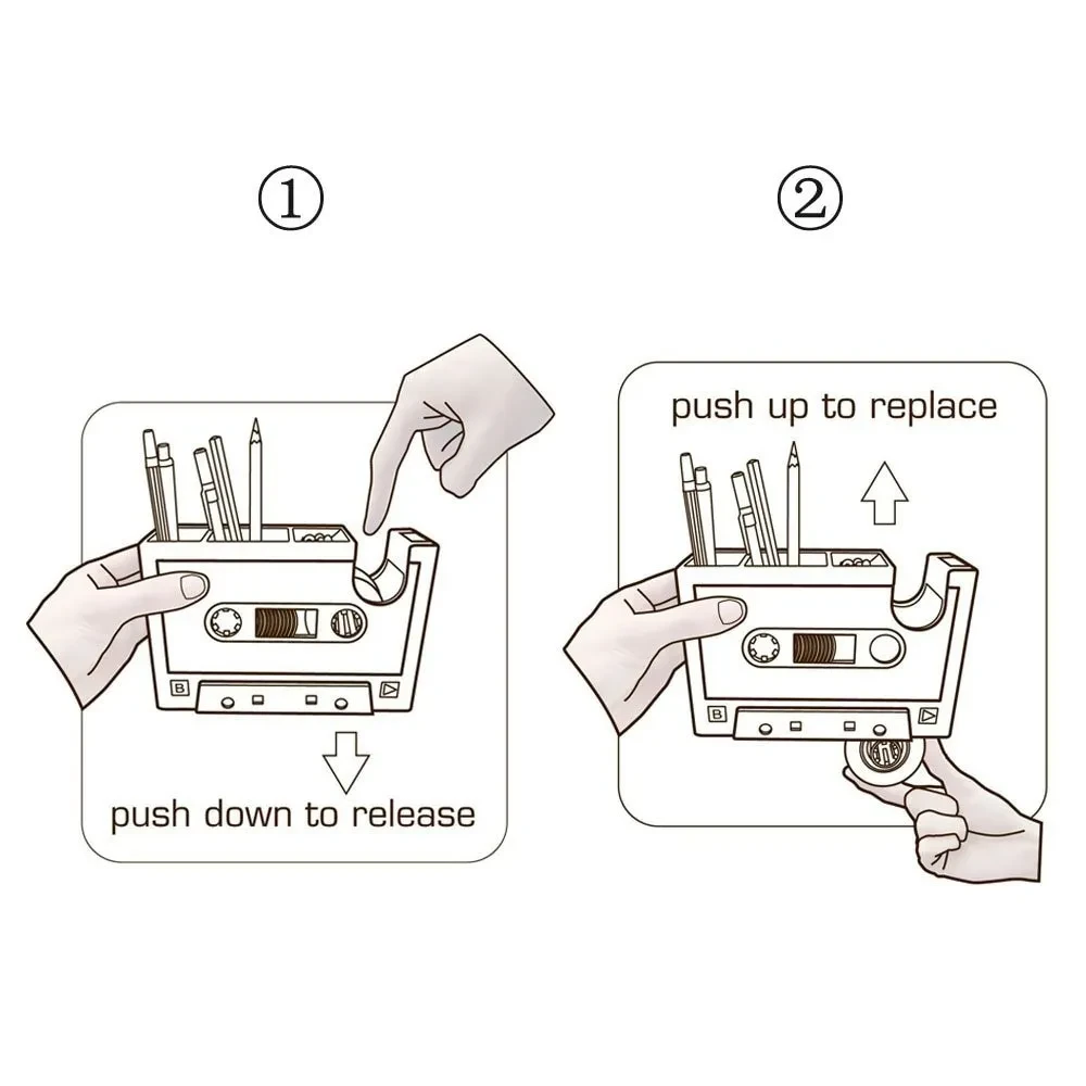 Cassette Tape Dispenser Pen Holder Vase Pencil Pot