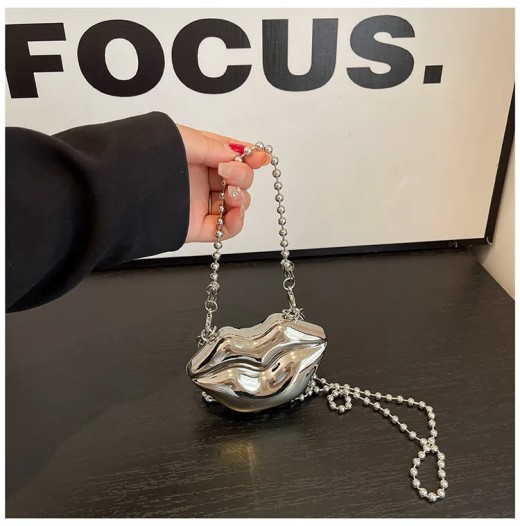 Personalized Lip Shape Shiny Shoulder Bag