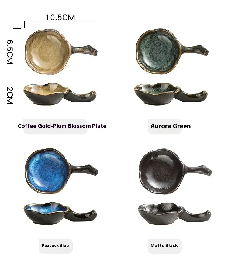 Household Ceramic Plum Hand Soy Sauce With Handle Saucer Dish