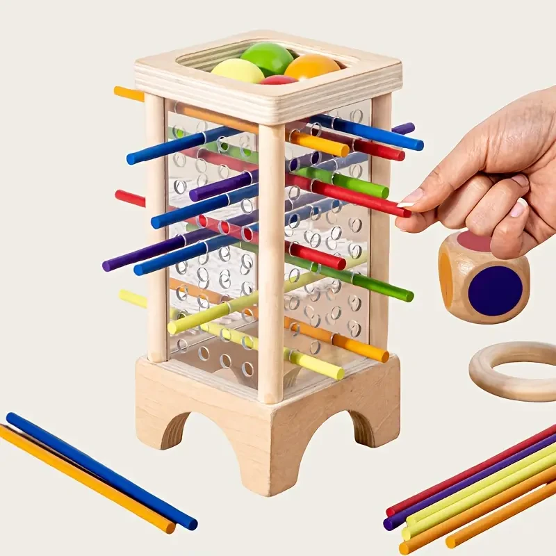 A Wooden Stacking Game That Helps Distinguish Colors And Shapes