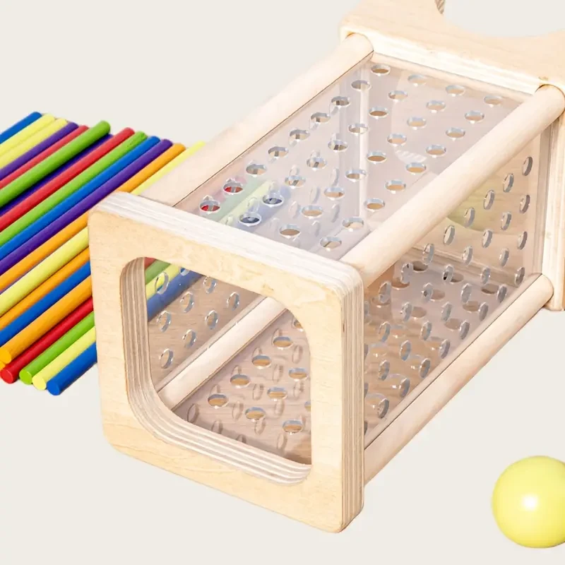 A Wooden Stacking Game That Helps Distinguish Colors And Shapes