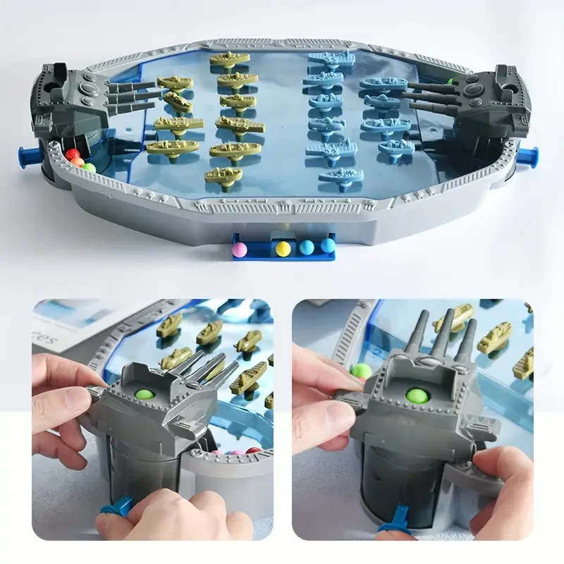 Navy Battleship Shooting Board Game 2-Player Marble Combat Game