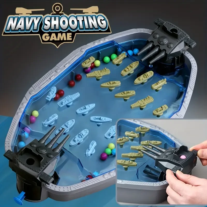 Navy Battleship Shooting Board Game 2-Player Marble Combat Game