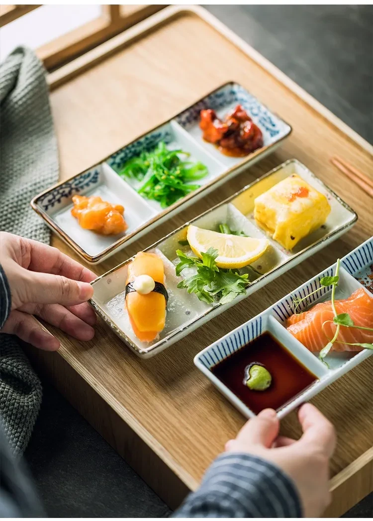 Featured Creative Style Three-grid Sushi Ceramic Disc