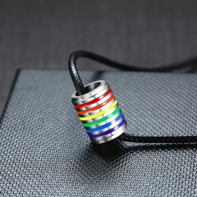 Rainbow Pendant Titanium Steel Necklace