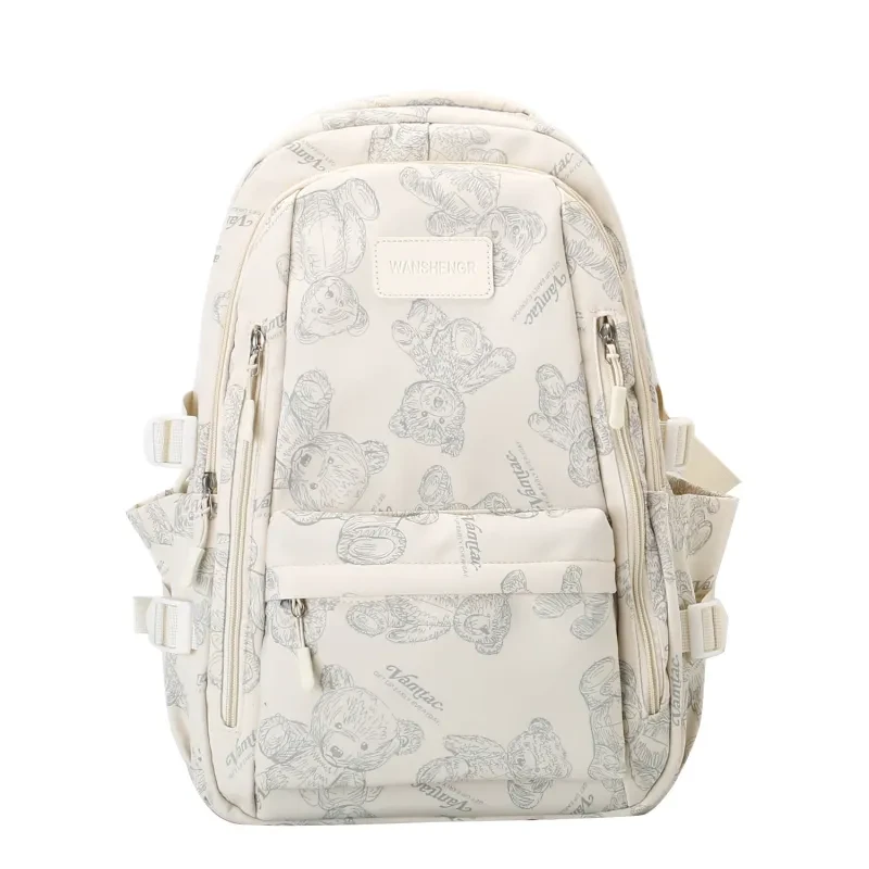Cute Bears Print Backpack Fashion Versatile Large Capacity Travel Bags Women