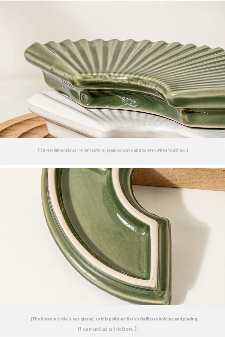 Fan-shaped Ceramic Chopsticks Rack Home Creative Tableware Decoration