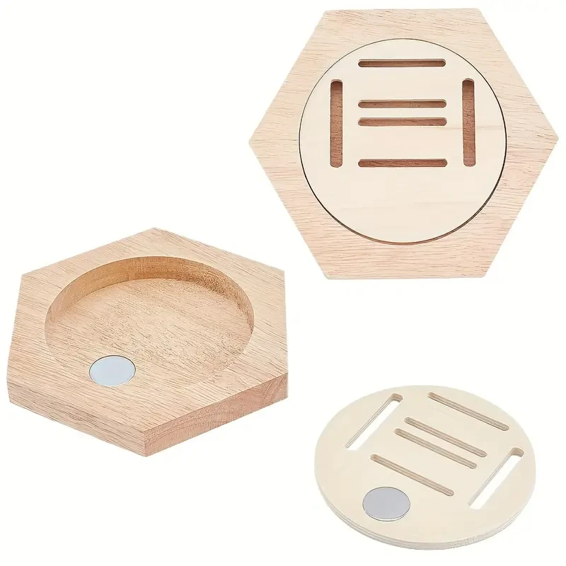 6-Pack Hexagonal Wooden Medal Display Racks