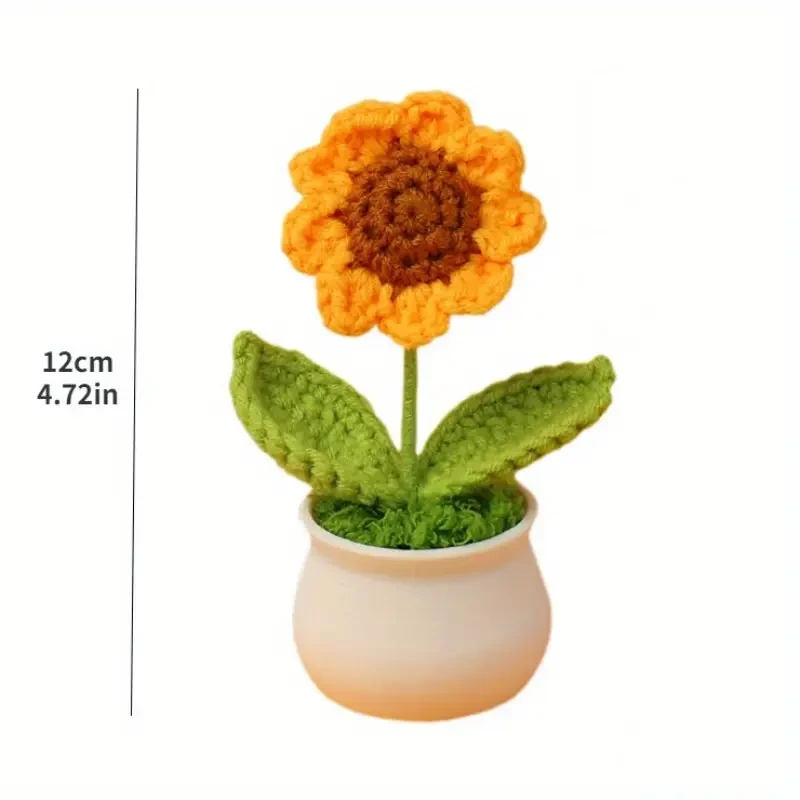 1pc Handcrafted Crochet Sunflower in Mini Pots