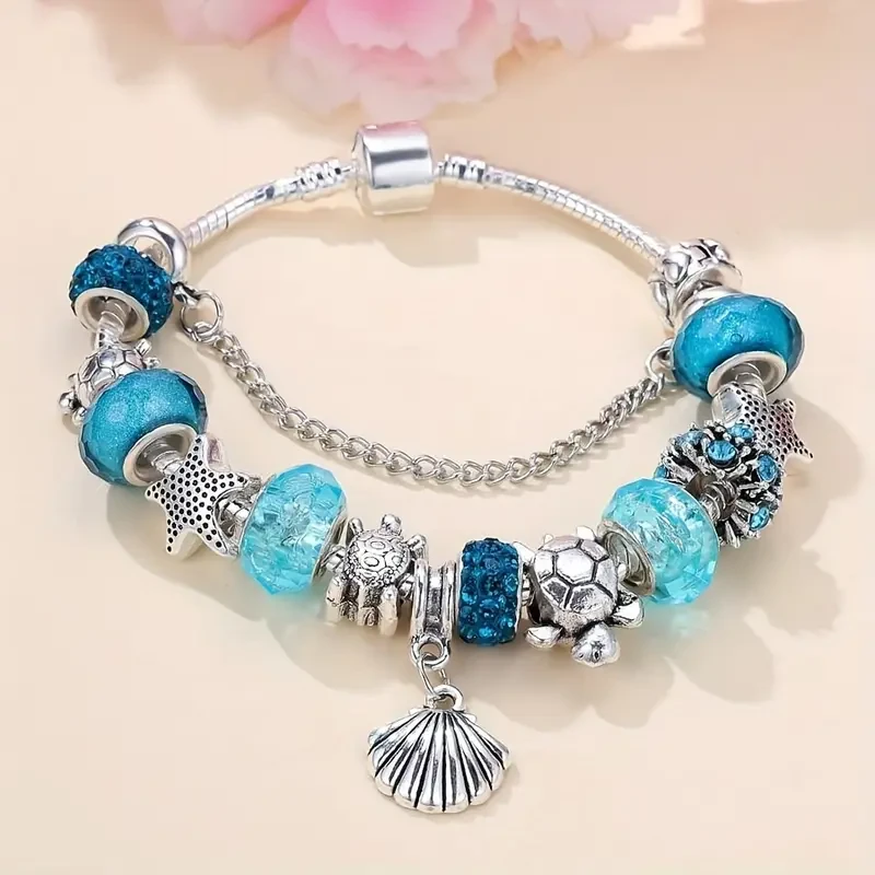 Chic Ocean-Inspired Beaded Bracelet with Turtle