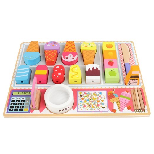 Wooden Children's Play House Ice Cream Candy Cart Toy Little Girl Push Ice Cream Ice Cream Cart Kitchen Set