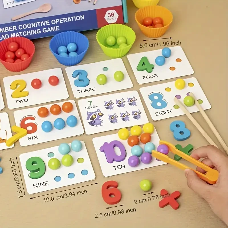 A set of wooden number counting games