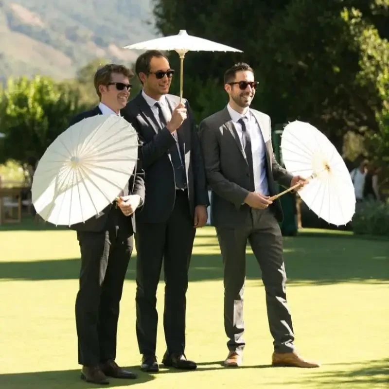 6PCS 80cm White Paper Umbrella Parasols