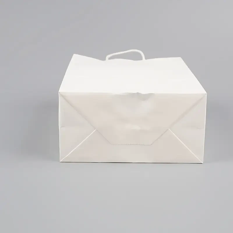 50/100pcs, White Paper Bags With Handles