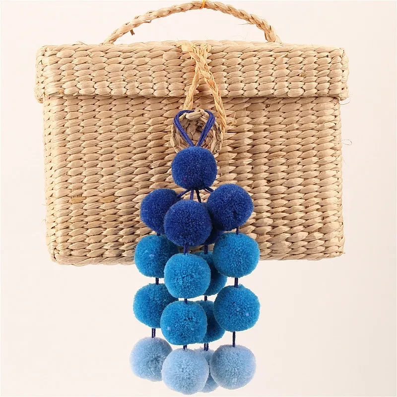 Hand-woven Bag Chain Color Plush Pendant Ethnic Wind Bag Hair Ball Pendant