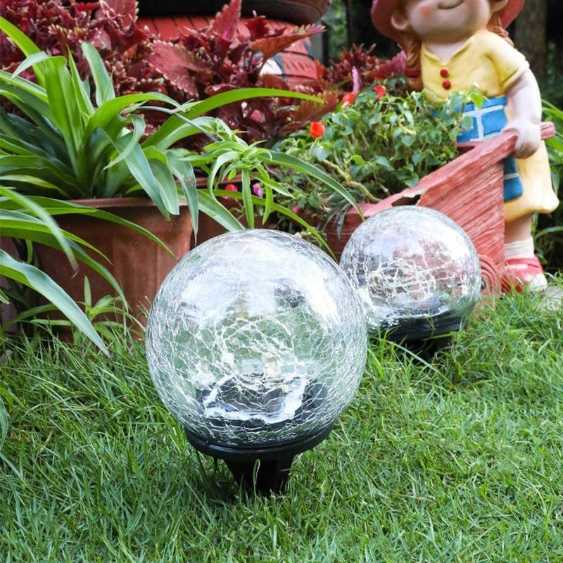 Solar LED Lights Outdoor Crack Glass Ball Lamp