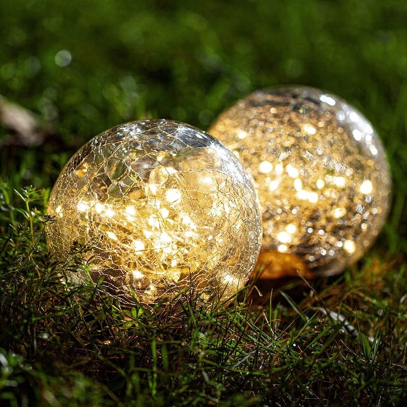 Solar LED Lights Outdoor Crack Glass Ball Lamp
