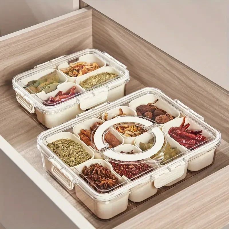 1pc, 8 Compartments Divided Serving Tray With Lid And Handle