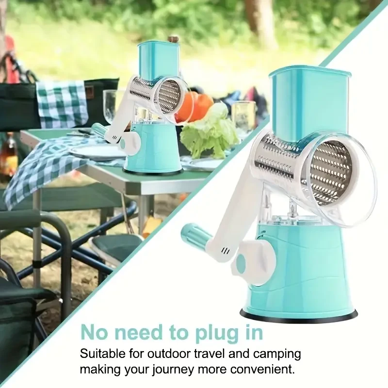 1 Set Multifunctional 3-in-1 Manual Plastic Tabletop Drum Cheese Grater