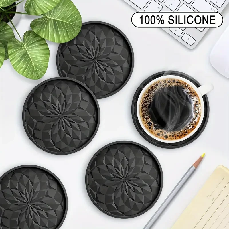 6-Pack Silicone Coasters with Holder