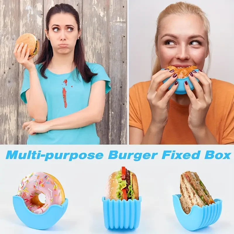 8pcs Silicone Burger Holder Reusable