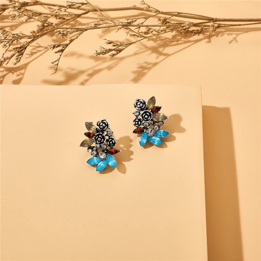 Alloy Rose Rhinestone Earring