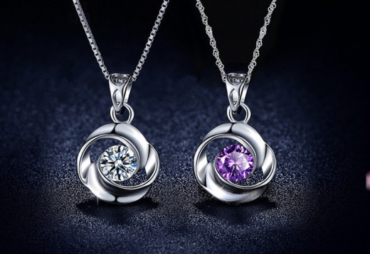 Rose necklace zircon pendant