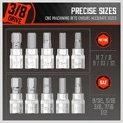 Hex Bit Socket Set Metric & SAE Allen Key S2 Steel Adapter