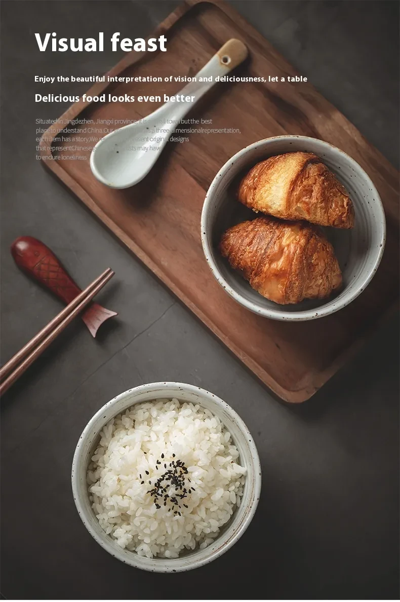 Ceramic Tableware 5-inch Household Rice Retro Small Soup Eating Bowl