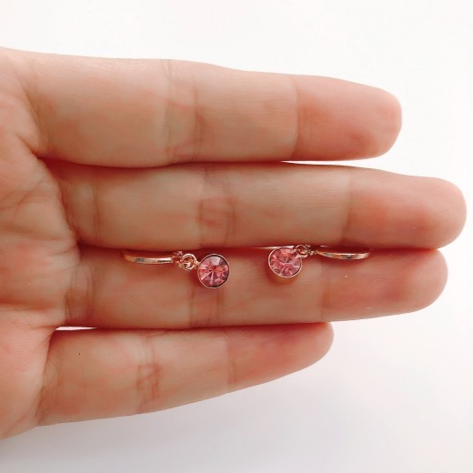 Copper and zircon rose gold earrings