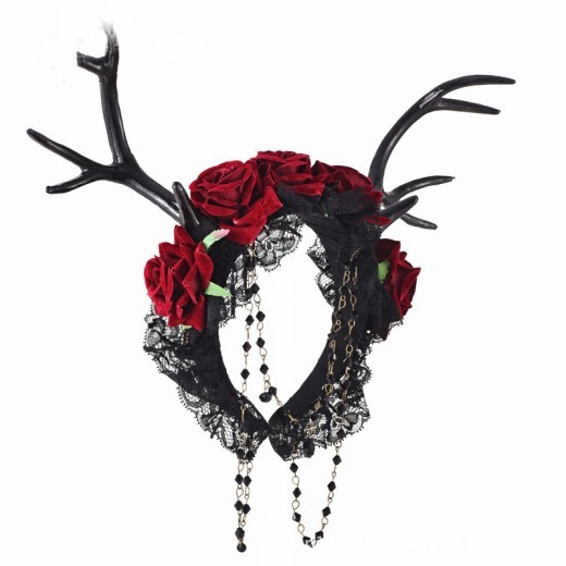 Photography Props Gothic Antlers Rose Headband