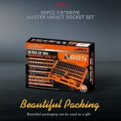 HORUSDY 3/8" Drive Impact Socket Wrench Set Ratchet Spanner Metric SAE