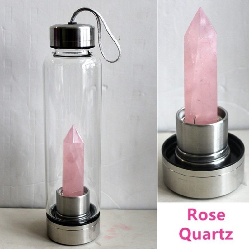 Crystal Water Bottle Rose Quartz