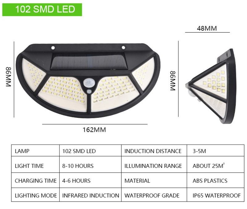 Solar Wall Lights 102 LED Sensor Wall Lamp