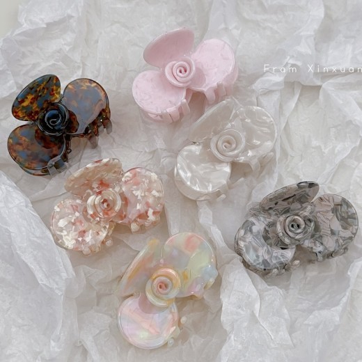 French Style Cold Medium Rose Flower Barrettes