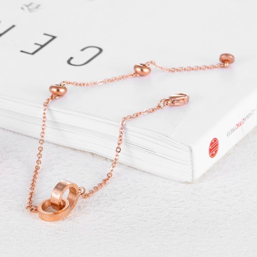 Digital Double Ring Ring Rose Gold Bracelet