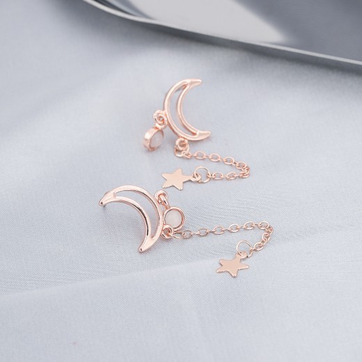 Trendy Earrings Rose Gold Lifting Star Moon