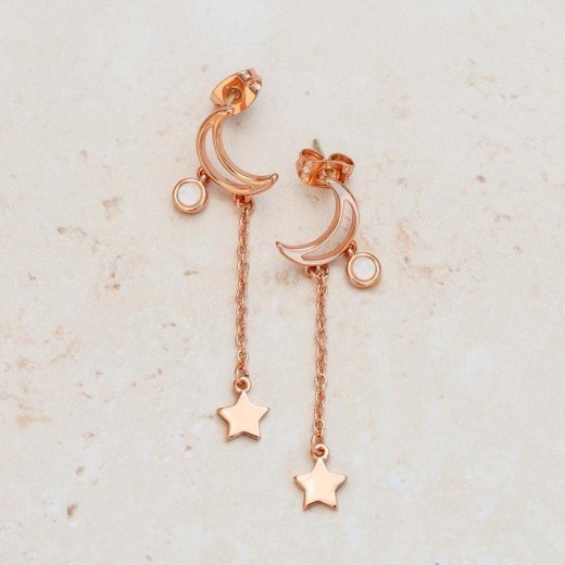 Trendy Earrings Rose Gold Lifting Star Moon